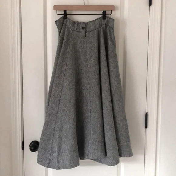NEW Son de Flor Classic Skirt in Twill Linen - Picture 2 of 4
